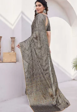 Printed Chiffon Saree in Fawn