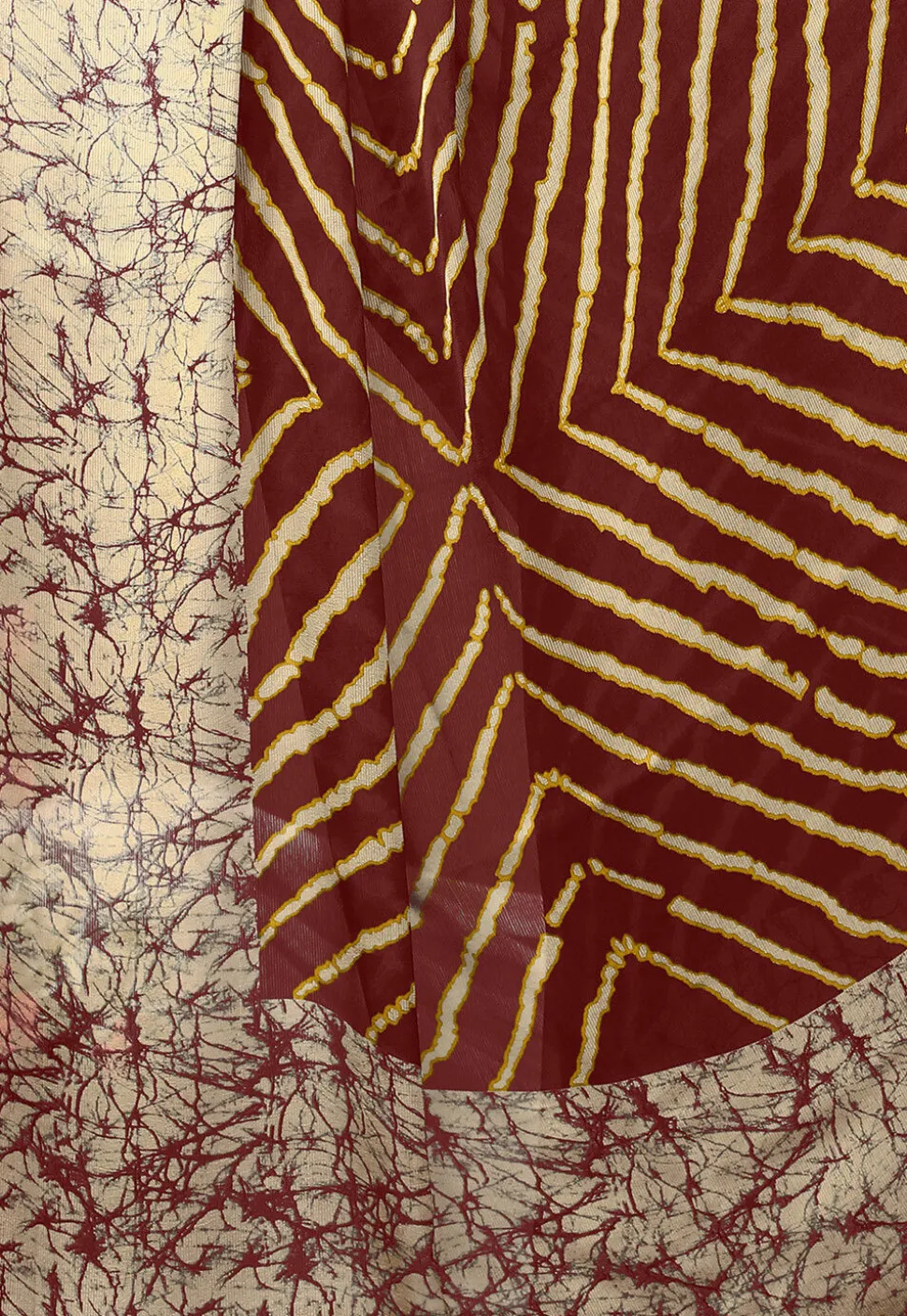 Printed Chiffon Saree in Maroon