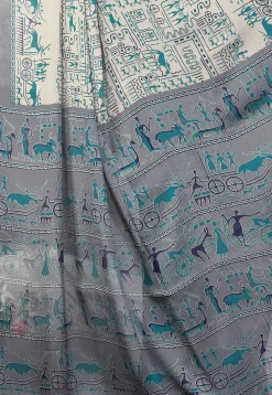 Printed Chiffon Saree in Grey