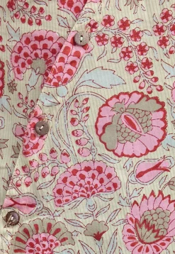 Printed Cotton Asymmetric Tunic in Light Fawn