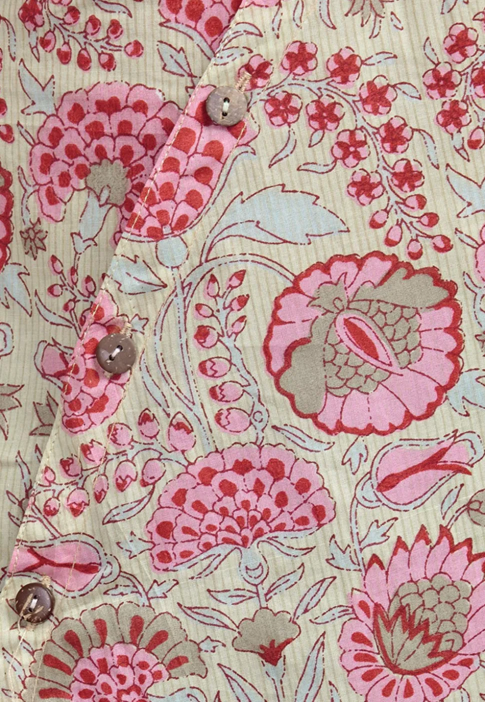 Printed Cotton Asymmetric Tunic in Light Fawn
