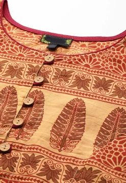 Printed Cotton Blouse in Beige