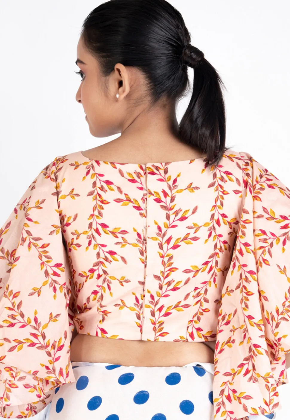 Printed Cotton Blouse in Light Peach
