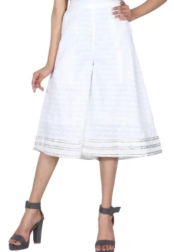 Printed Cotton Brasso Culottes in White