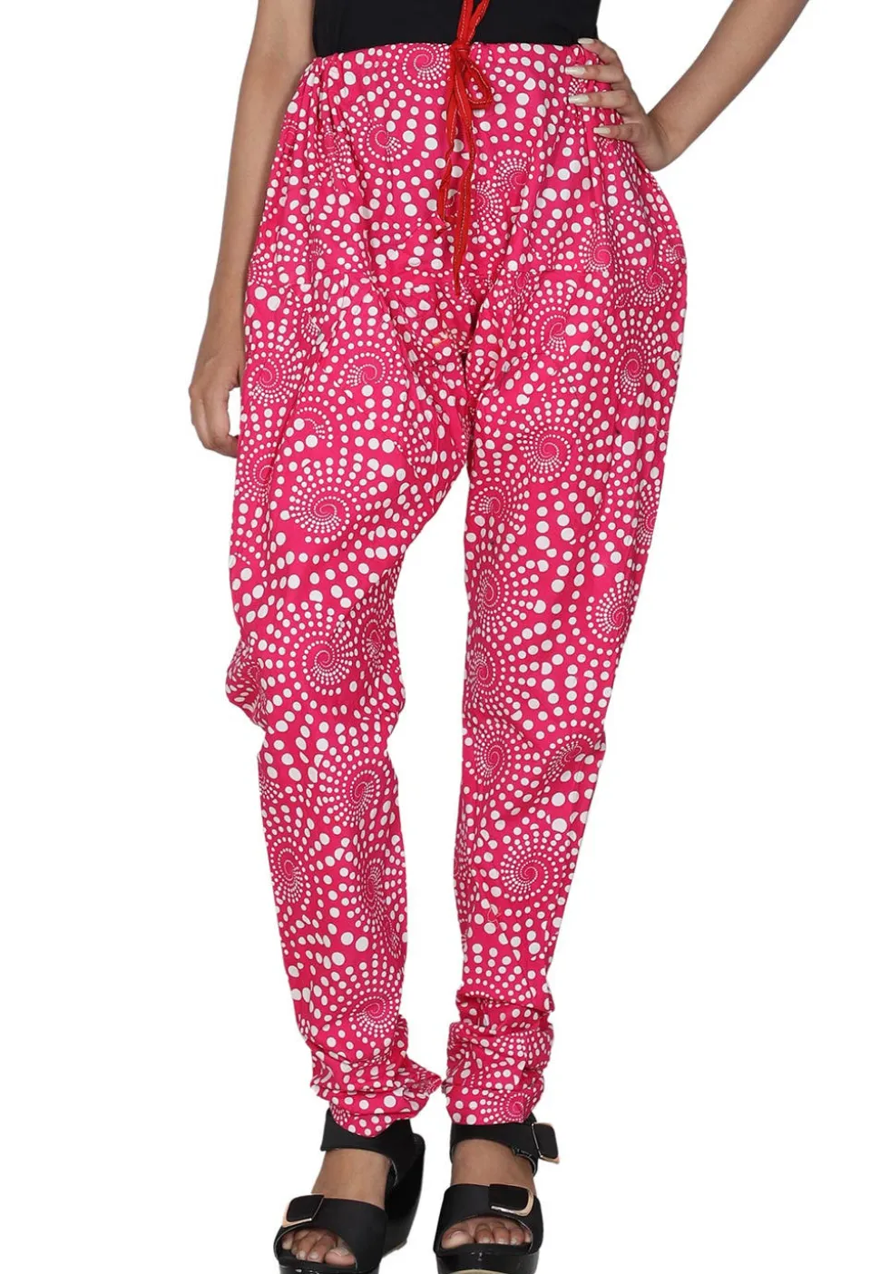 Printed Cotton Churidar in Pink