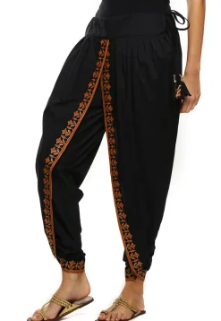 Printed Cotton Dhoti Pant in Black