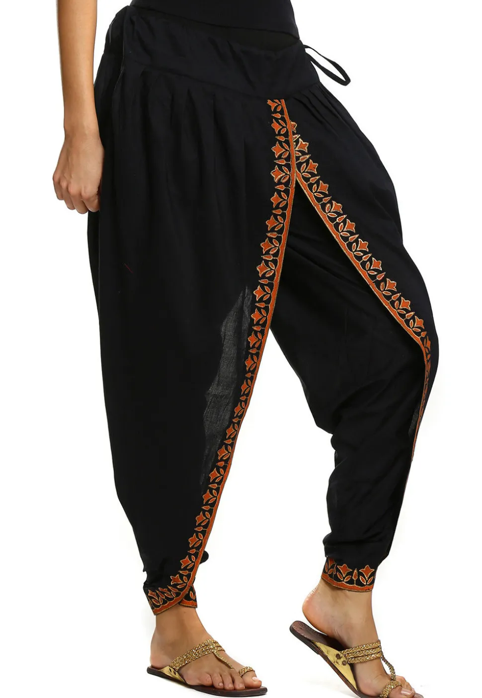Printed Cotton Dhoti Pant in Black