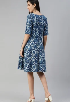 Printed Cotton Dress in Blue