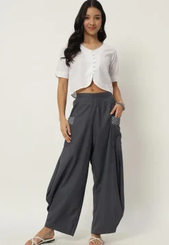 Printed Cotton Flex Pant in Grey