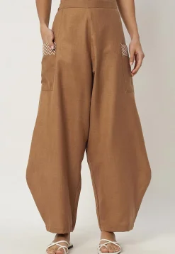 Printed Cotton Flex Pant in Brown