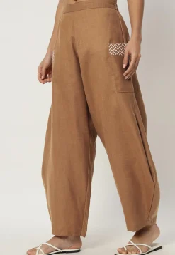 Printed Cotton Flex Pant in Brown