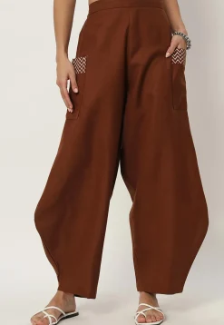 Printed Cotton Flex Pant in Dark Brown