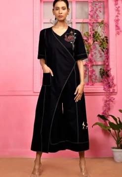 Printed Cotton Jumpsuit in Black