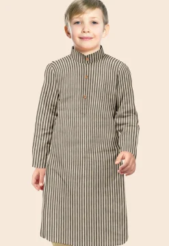 Printed Cotton Kurta in Beige and Grey