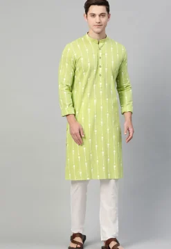 Printed Cotton Kurta in Light Green
