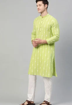 Printed Cotton Kurta in Light Green