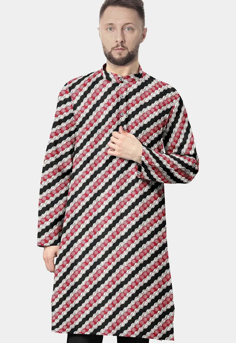 Printed Cotton Kurta in Multicolor
