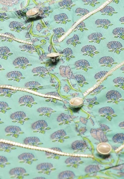 Printed Cotton Kurta in Sea Green