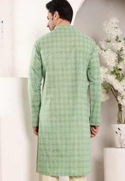 Printed Cotton Kurta in Sea Green
