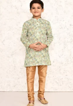 Printed Cotton Kurta in White