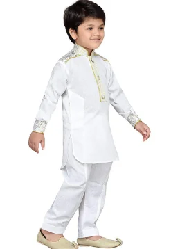 Printed Cotton Kurta Set in White