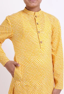 Printed Cotton Kurta Set in Yellow