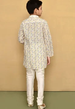 Printed Cotton Kurta Set in White