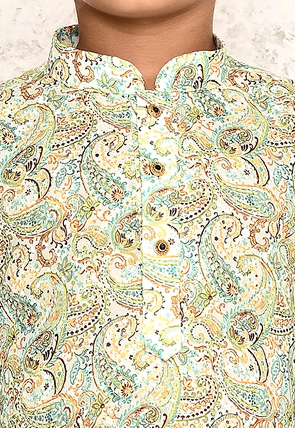 Printed Cotton Kurta Set in White