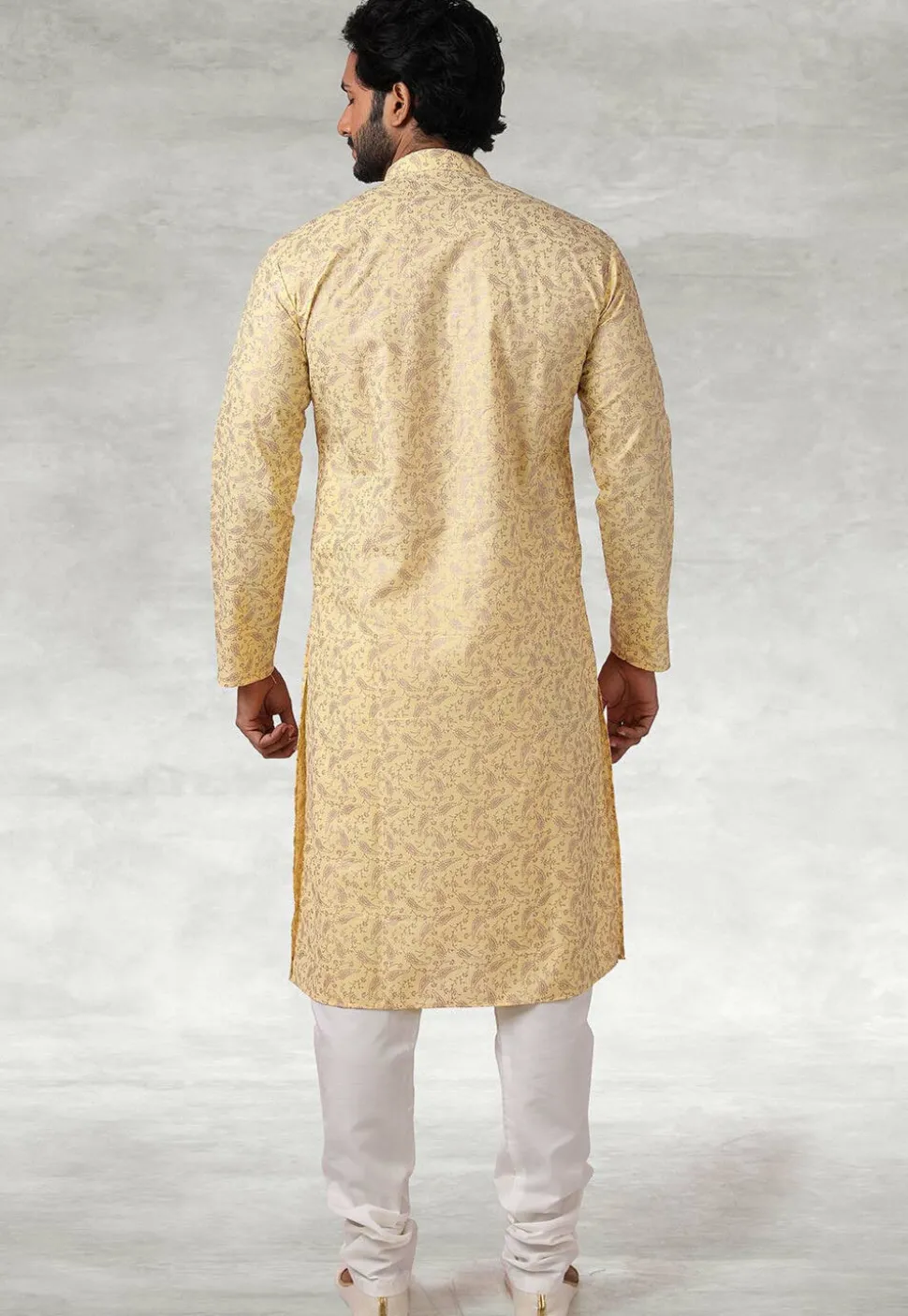 Printed Cotton Kurta Set in Yellow