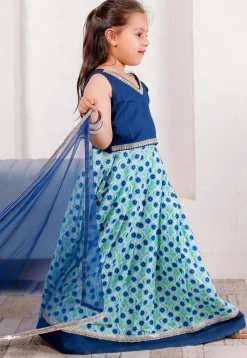Printed Cotton Lehenga in Off White