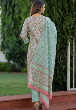 Printed Cotton Pakistani Suit in Light Blue