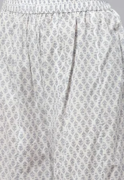 Printed Cotton Pakistani Suit in White