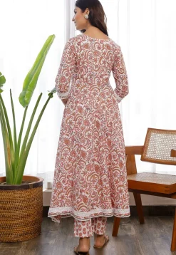 Printed Cotton Pakistani Suit in Off White