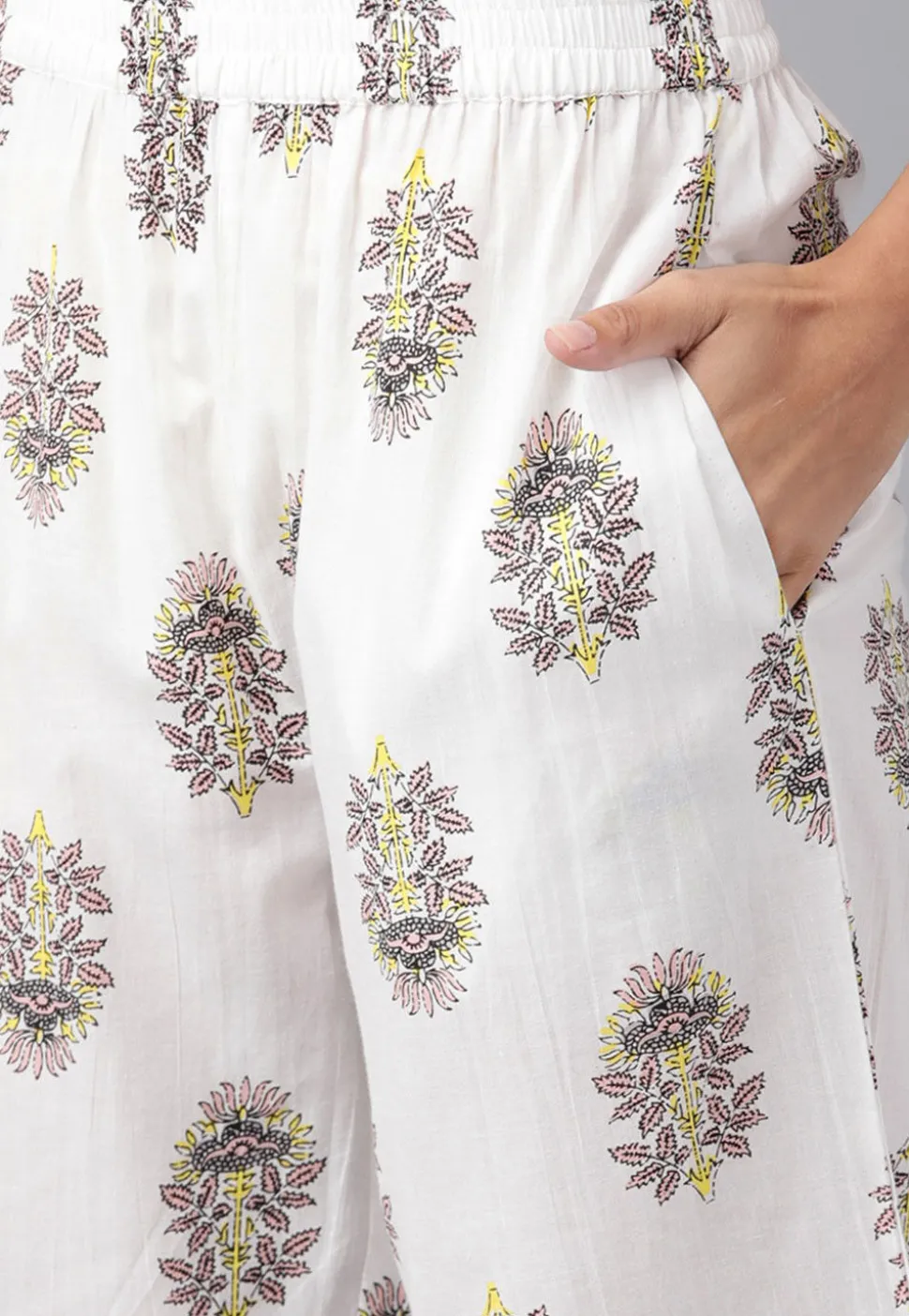 Printed Cotton Pakistani Suit in Peach