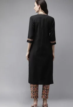 Printed Cotton Pakistani Suit in Black