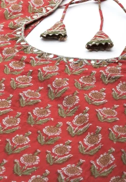 Printed Cotton Pakistani Suit in Red