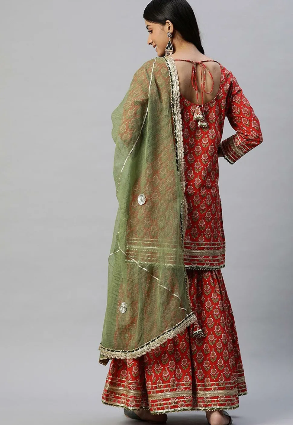 Printed Cotton Pakistani Suit in Red