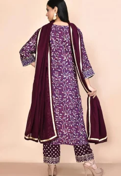 Printed Cotton Pakistani Suit in Purple