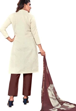 Printed Cotton Pakistani Suit in Off White