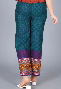 Printed Cotton Palazzo in Navy Blue