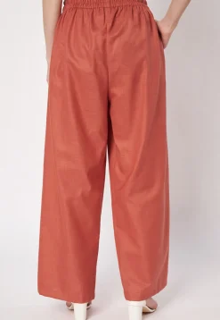 Printed Cotton Pallazo in Rust