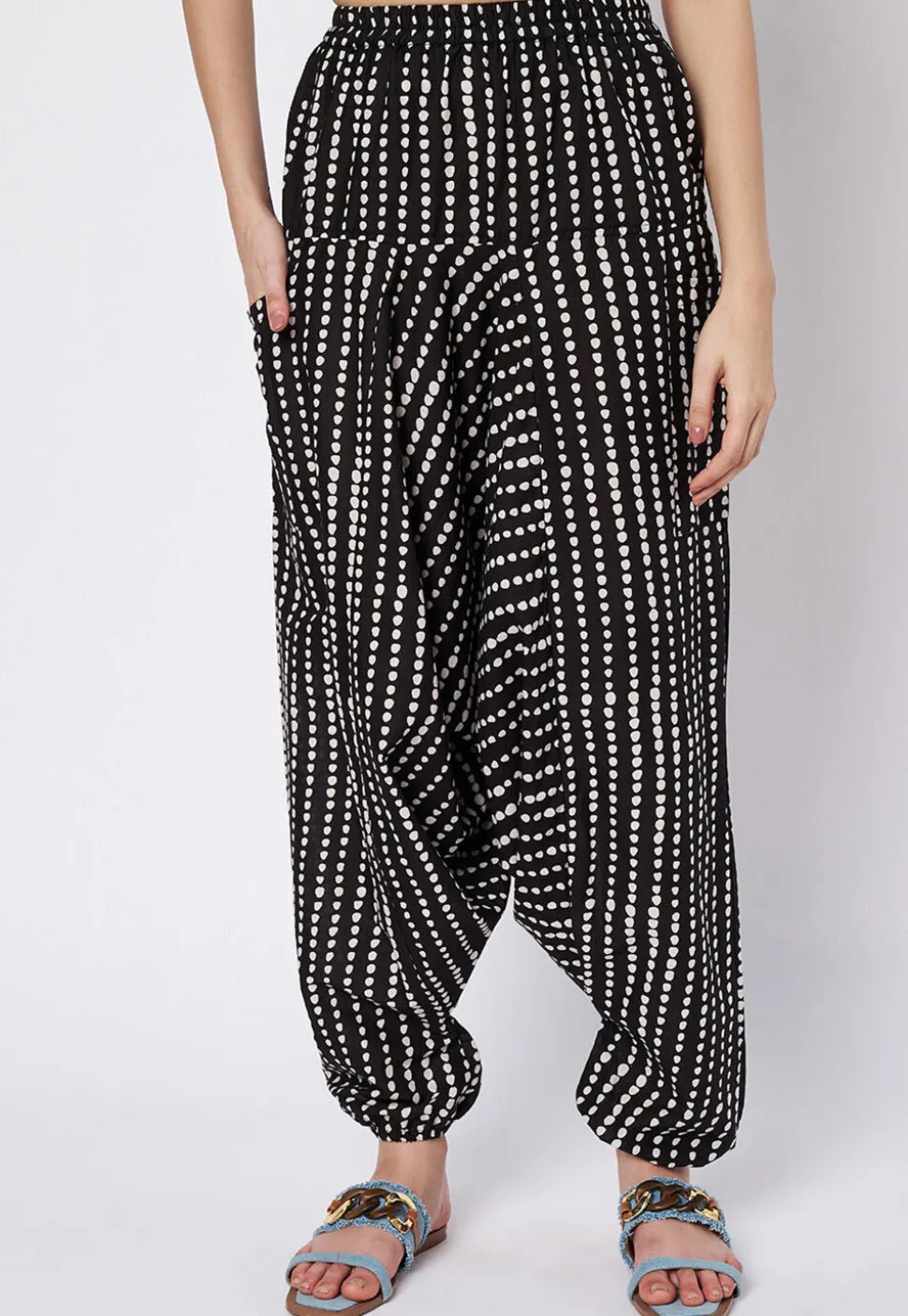Printed Cotton Pant in Black