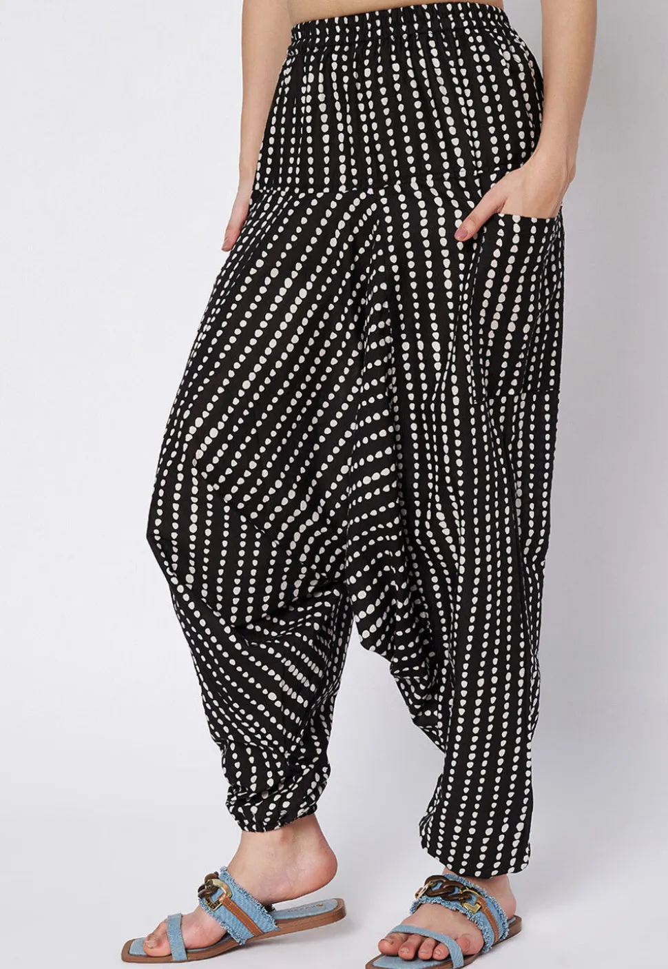 Printed Cotton Pant in Black