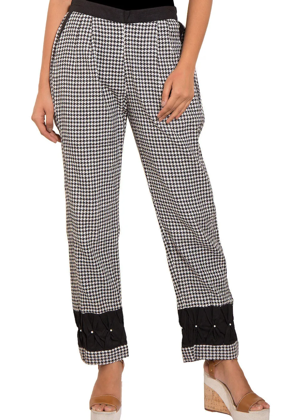 Printed Cotton Pant in White and Black