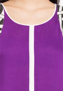 Printed Cotton Rayon Pakistani Suit in Purple and Off White