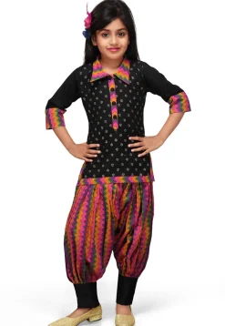 Printed Cotton Salwar Set in Black