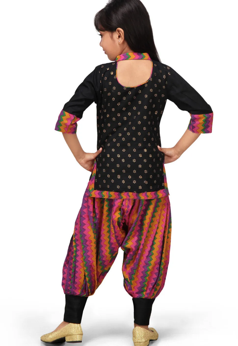 Printed Cotton Salwar Set in Black