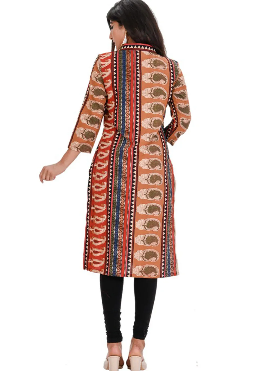 Printed Cotton Straight Kurta in Multicolor