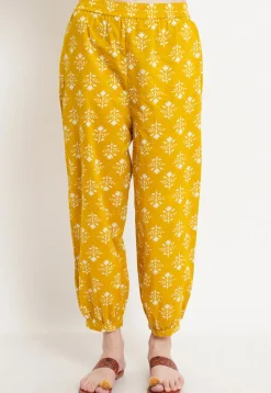Printed Cotton Straight Kurta Salwar Set in Mustard