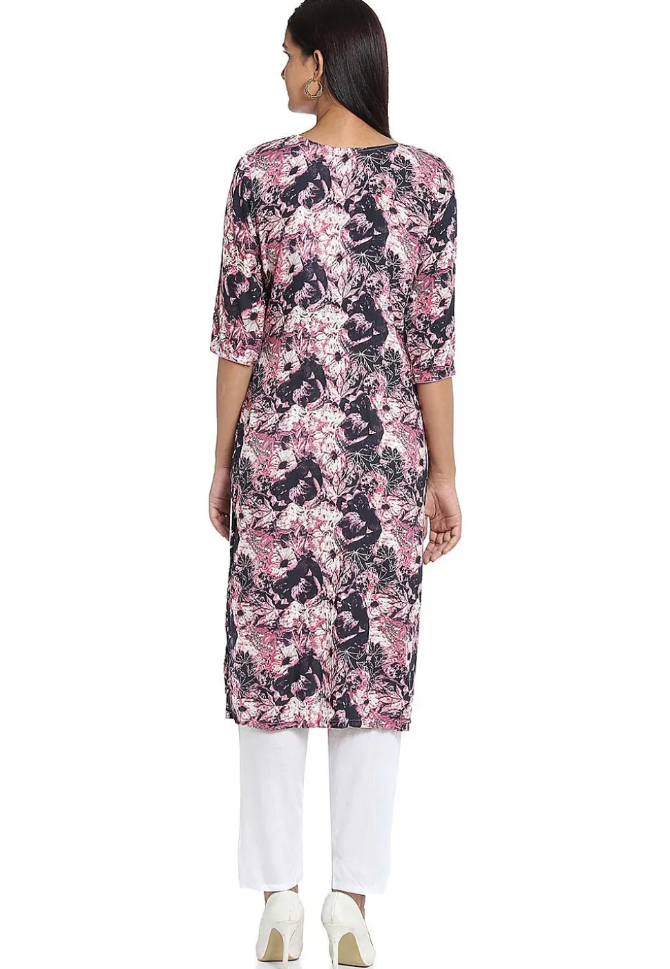Printed Cotton Straight Kurta in Multicolor